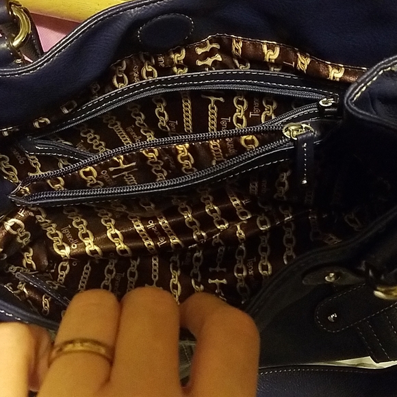 Tignanello Navy Blue Tote Bag w/ Side Pockets - Picture 3 of 8